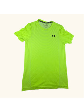 Under Armour HeatGear Neon Green Shirt Youth Large YLG Fits Women’s Small Athlet